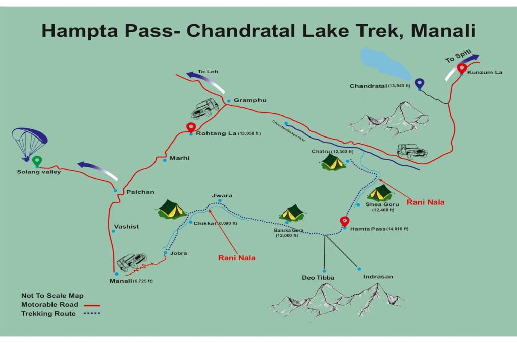 hampta pass trek route map